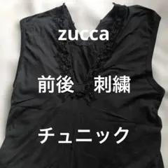 美品　zucca レース刺繍　チュニックワンピース　M 黒