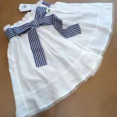タグ付き未使用　アクシーズファム　ストライプリボン付きホワイトキュロット