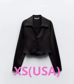 ZARA クロップドサテンシャツ　XS(USA)