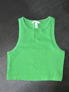お買い得❤️H&M グリーン タンクトップ S ショート丈