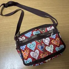 美品 短時間1回のみ使用 レスポートサック ミニショルダー ハート×小花