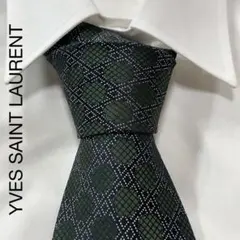 TG2255 YVES SAINT LAURENT パターン柄 シルク ネクタイ