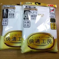 GUNZE グンゼ快適工房 長袖U首シャツ+長ズボン下 2点セット Lサイズのサムネイル