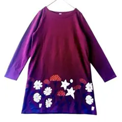 （訳あり特価）graniph グラニフ チュニック スエット 花柄 ボルドー Fのサムネイル