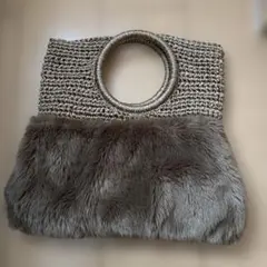 値下げ！ファーと編み込みデザイン ハンドバッグ
