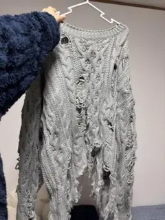 グレー ケーブルニット オーバーサイズ