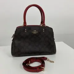 COACH ハンドバッグ ブラウン/レッド2way