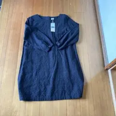 studio CLIP 黒刺繍長袖ワンピース