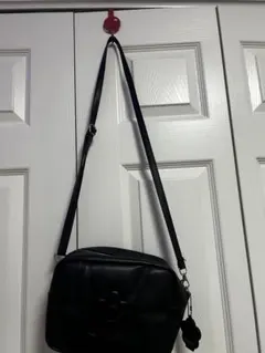 マリークワント ブラックレザーショルダーバッグ