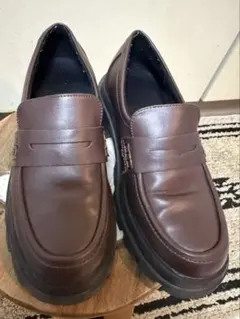 GU ボリュームソールコインローファー Sブラウン 合成皮革