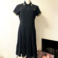フレッドペリー　ポロワンピース　ブラック×ゴールドサイズ10 レトロ　モッズ古着のサムネイル