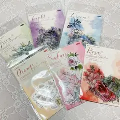 海外コラージュ素材　花　黒金箔押し立体PETシール　ステッカー　まとめ売り