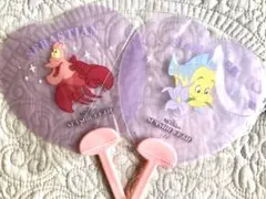 ☆新品☆ リトルマーメイド　オーマイカフェ　セバスチャン＆フランダー　ミニうちわ