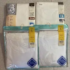 メンズ肌着 4組セット 半袖丸首 Tシャツ Lサイズ