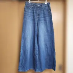 GU ハイウエスト ワイドパンツ デニム ブルーのサムネイル