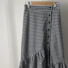 SpRay ギンガムチェックアシンメトリーフリルスカート