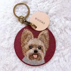 EMJOUR 犬 刺繍 キーホルダー ヨークシャーテリア