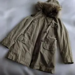 モッズコート　フードつき　カーキ系