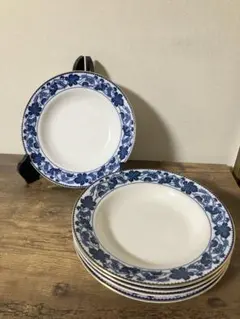 【昭和レトロ/当時物】ニッコウ陶器　ダブルフェニックス　ぶどう柄　カレー皿　浅皿
