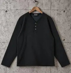B.L.D ワッフル ヘンリーネック 長袖 カットソー L ブラック フェード