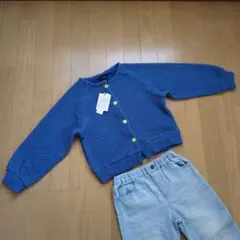 新品 未使用 manina アウター 長袖 カーディガン 120 ブルー