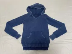 青　ニットフードパーカー