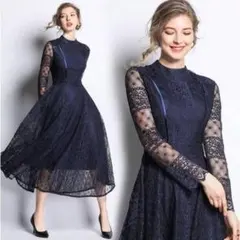 L パーティー レース キャバワンピース 結婚式 二次会 レディース ドレス