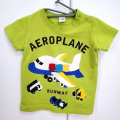 匿名配送：半袖Tシャツ 仕掛けTシャツ 飛行機柄 車柄 動物柄 緑色 80㎝のサムネイル