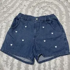 GU 刺繍ハート柄ハーフデニムパンツ