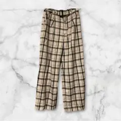 ⭐️即購入可能⭐️ハニーズ Honeys ベルト付きチェック柄パンツ ブラウン L