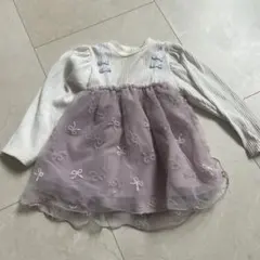 アプレレクール　リボン刺繍付き長袖チュニックワンピース