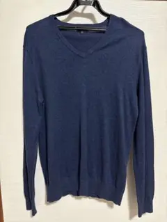 UNIQLO カシミヤVネックセーター M ダークブルー