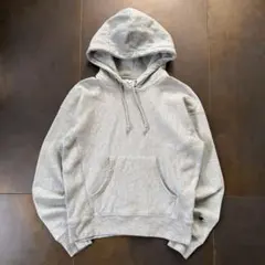 アメリカ規格　チャンピオン　リバースウィーブ　パーカー　グレー　無地　肉厚　短丈