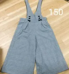 Lindsay  サスペンダー付きワイドチェックパンツ 150cm