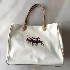 希少✨ラルフローレン キャンバス トートバッグ 刺繍 ポニー ヌメ革