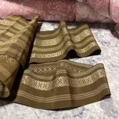 かなり難あり良いとこ取り推奨 アンティーク博多織半帯生地(ハンドメイド素材等)