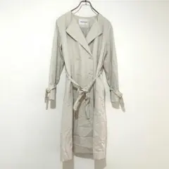 n1465【ナチュラルビューティーベーシック】ノーカラートレンチコート ベージュ