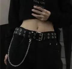 スタッズベルト　ダブルピンベルト ベルト チェーン 付き　y2k