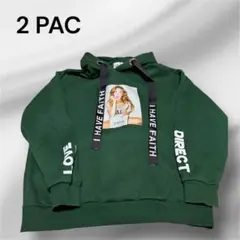 『美品』2 PAC グリーン フード付きパーカー　ビックシルエット