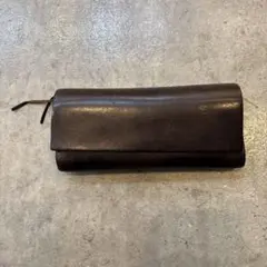 ハンドメイド　ダークブラウン レザー 長財布