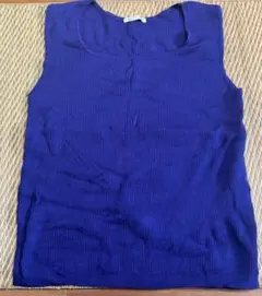 GU リブニットスクエアネックタンクトップ ネイビー