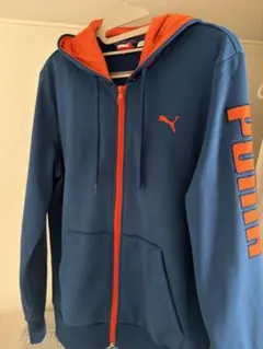 PUMA メンズ ジップアップパーカー ブルー オレンジ M