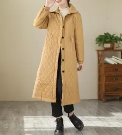 秋冬 コート レディース アウター 防寒 暖かい 着やせ 中綿コート カーキ