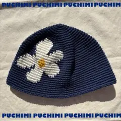 クラッシャーハット　クロシェハット　ニット　バゲハ　ビーニー　　花