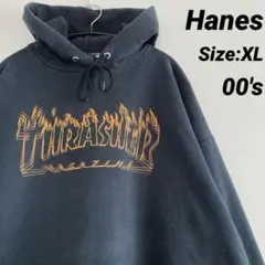 00s スラッシャー ヘインズ フレイム ロゴ パーカー スウェット フーディー