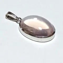 新品未使用　高品質　天然ローズクォーツ　オーバル　ネックレス　トップ　シルバー