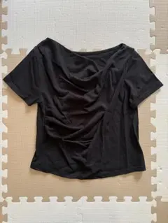 hellam 黒 ドレープデザイン Tシャツ Fサイズ
