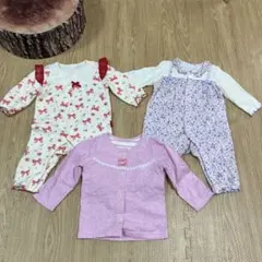 【80〜90女の子】ロンパース•カーディガンセット