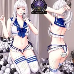 セクシー光沢JK制服ビキニ水着コスプレ衣装ボディコンランジェリーハロウイン仮装のサムネイル