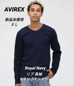 【新品❗】AVIREX リブ 長袖　Vネック Tシャツ デイリーウェア②のサムネイル